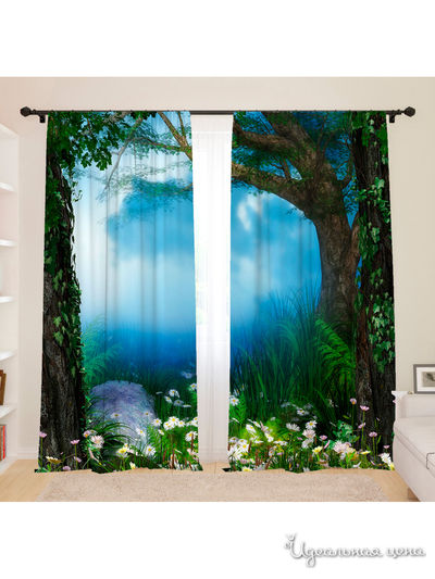 Фотошторы для детской "Тайна в сказочном лесу", 145*260, 2 шт. Сирень, цвет мультиколор