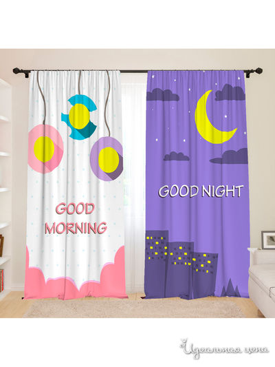 Фотошторы для детской "День и ночь", 145*260, 2 шт. Сирень, цвет мультиколор