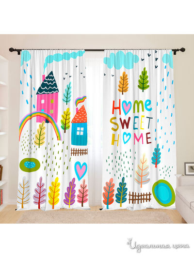 Фотошторы для детской "Дорогой дом", 145*260, 2 шт. Сирень, цвет мультиколор