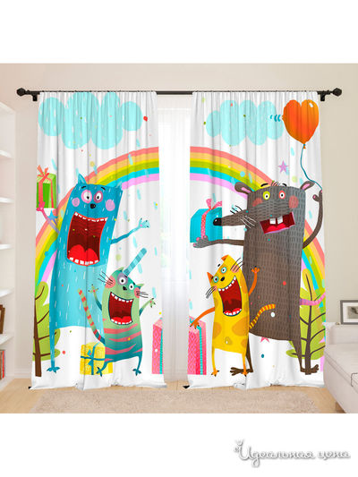 Фотошторы для детской "Дружная компания", 145*260, 2 шт. Сирень, цвет мультиколор