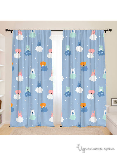 Фотошторы для детской "Прятки в облаках", 145*260, 2 шт. Сирень, цвет мультиколор