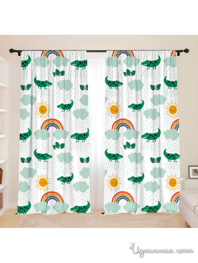 Фотошторы для детской "Добрый крокодил", 145*260, 2 шт. Сирень, цвет мультиколор