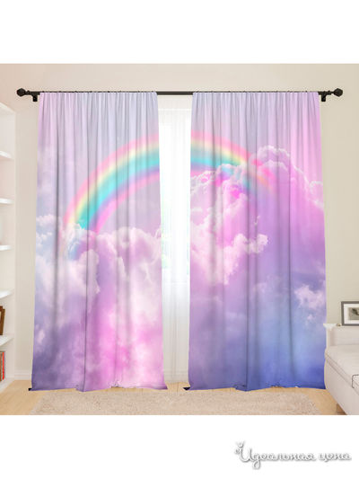 Фотошторы для детской "Волшебство в облаках", 145*260, 2 шт. Сирень, цвет мультиколор