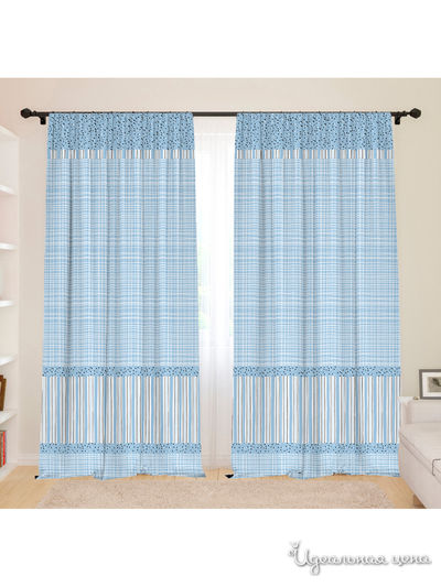 Фотошторы для детской "Синие полосочки", 145*260, 2 шт. Сирень, цвет синий