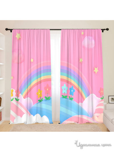 Фотошторы для детской "Пластилиновая радуга", 145*260, 2 шт. Сирень, цвет мультиколор