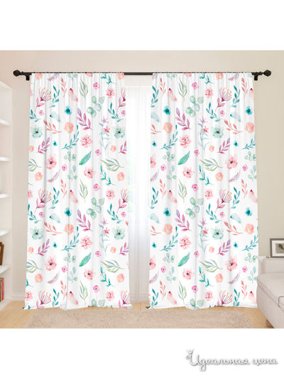 Фотошторы для детской "Нежные цветы", 145*260, 2 шт. Сирень, цвет мультиколор