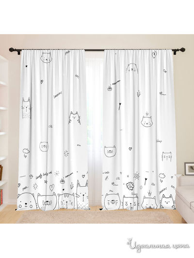Фотошторы для детской "Котята", 145*260, 2 шт. Сирень, цвет мультиколор