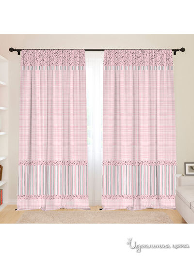 Фотошторы для детской "Розовые полосочки", 145*260, 2 шт. Сирень, цвет розовый