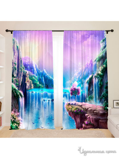 Фотошторы для детской "Волшебный водопад", 145*260, 2 шт. Сирень, цвет мультиколор