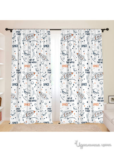 Фотошторы для детской "Космические  элементы", 145*260, 2 шт. Сирень, цвет мультиколор