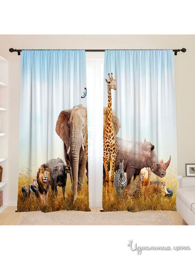 Фотошторы для детской "Мадагаскар", 145*260, 2 шт. Сирень, цвет мультиколор