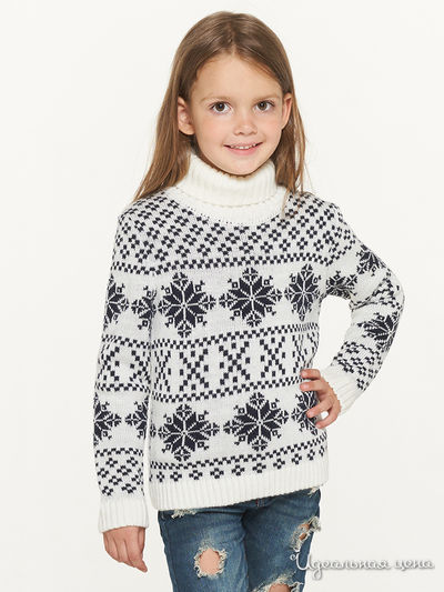 Свитер ВЕСНУШКИ, цвет молочный, темно-синий