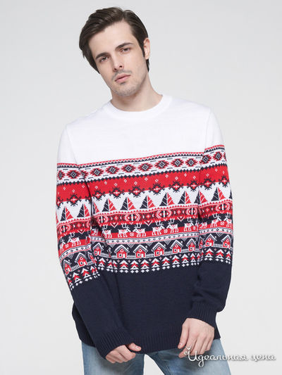 Джемпер VAY, цвет темно-синий, молочный, красный