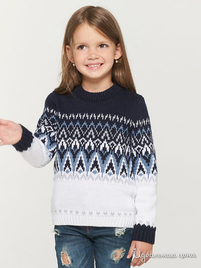 Джемпер ВЕСНУШКИ, цвет белый, темно-синий