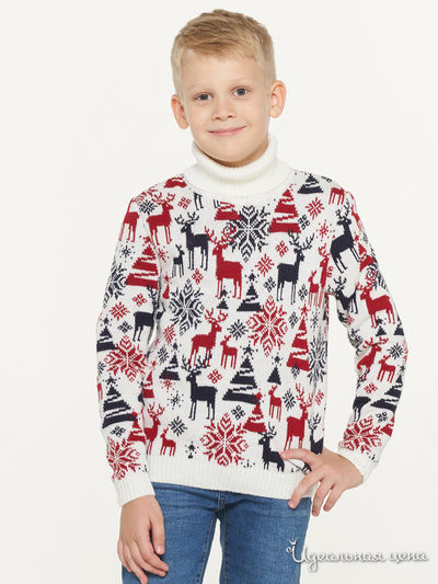 Свитер VAY, цвет молочный, красный, темно-синий