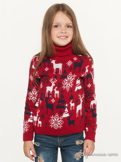 Свитер VAY, цвет красный, молочный, темно-синий