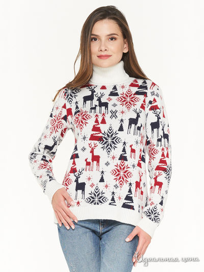 Свитер VAY, цвет молочный, красный, темно-синий