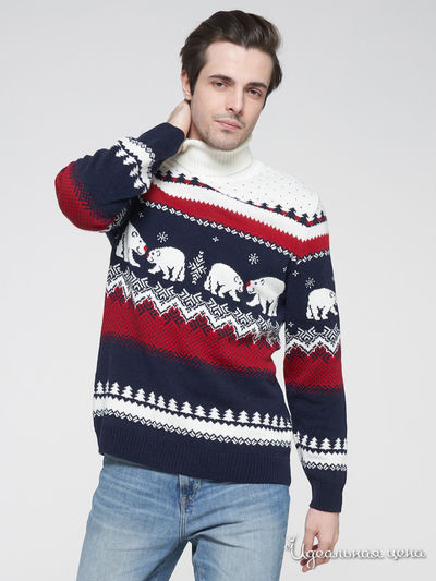 Свитер VAY, цвет синий, молочный, красный