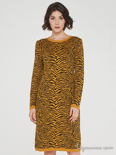 Платье VAY, цвет горчичный, черный