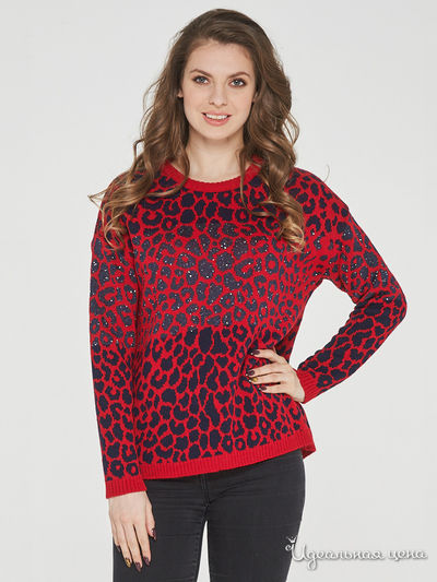 Джемпер VAY, цвет красный, темно-синий