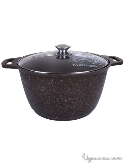 Кастрюля со стеклянной крышкой, 6 л KUKMARA, цвет черный