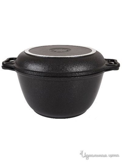 Казан с крышкой-сковородой, 3 л KUKMARA, цвет черный