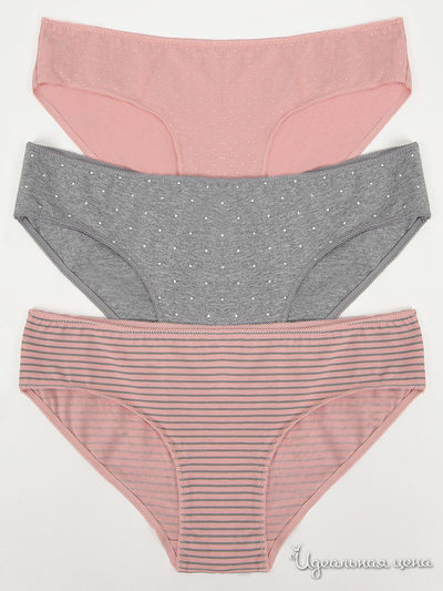 Трусы, 3 шт Vis-a-vis, цвет розовый, серый