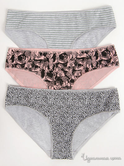 Трусы, 3 шт Vis-a-vis, цвет розовый, светло-серый
