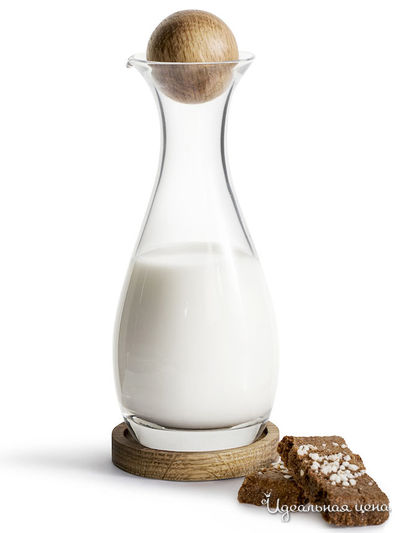 Молочник на дубовой подставке Nature, 300 мл Sagaform, цвет белый, коричневый