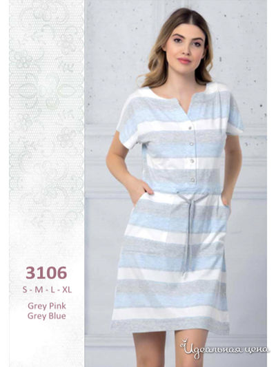 Ночная сорочка Regina Lingerie, цвет голубой, серый, белый