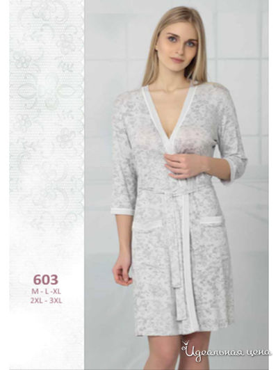 Халат Regina Lingerie, цвет серый, белый