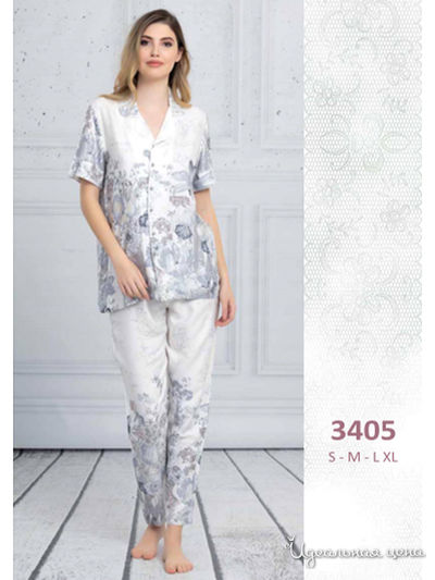 Пижама Regina Lingerie, цвет серый, белый