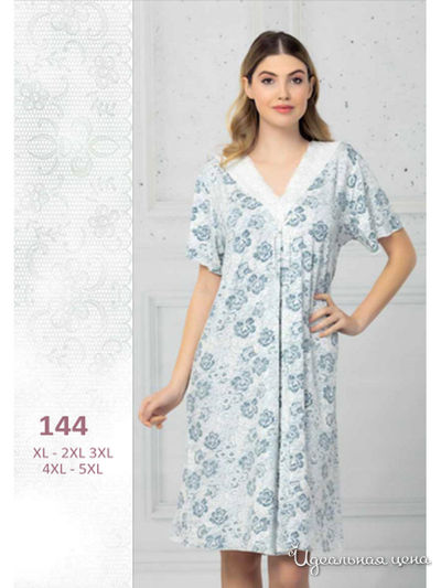 Ночная сорочка Regina Lingerie, цвет белый, голубой, серый