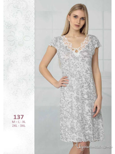 Ночная сорочка Regina Lingerie, цвет белый, серый