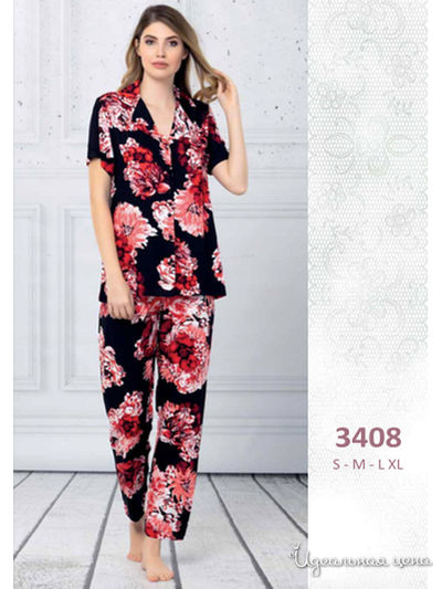 Пижама Regina Lingerie, цвет красный, черный, белый