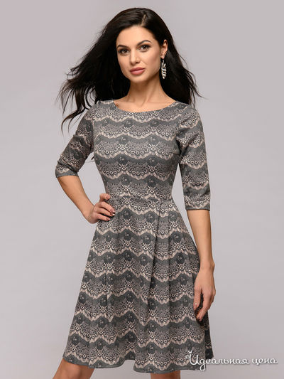 Платье D&M by 1001DRESS, цвет розовый, серый