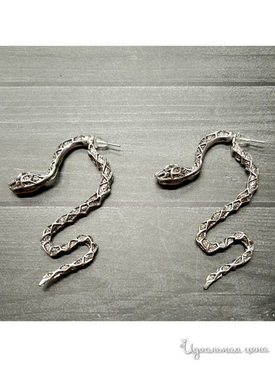 Серьги "Змеи 3D" De.lin`a, цвет Металлический