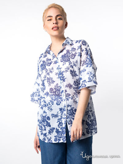 Блуза Hestollina, цвет синий, белый