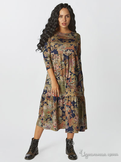 Платье Hestollina, цвет синий, коричневый