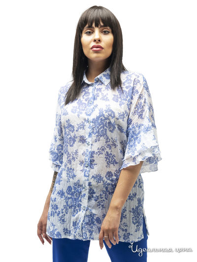Блуза Hestollina, цвет голубой, белый