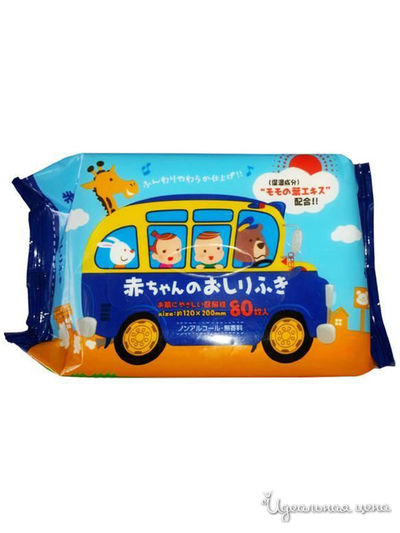 Влажные салфетки для ухода за нежной кожей тела малышей с экстрактом листьев персика, 80 шт, Showa Shiko