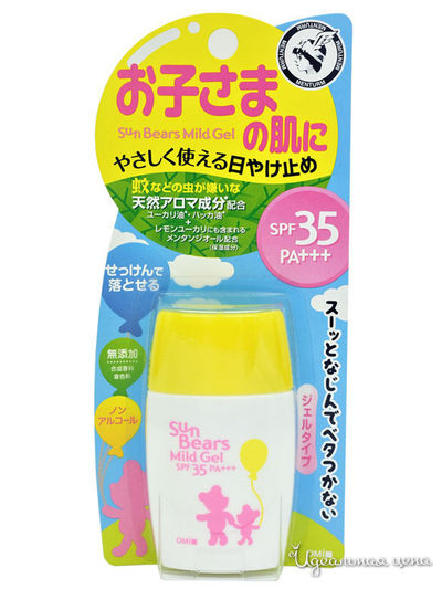 Нежный увлажняющий солнцезащитный гель для чувствительной кожи лица и тела с экстрактом алоэ вера и маслами мяты и эвкалипта SPF35 PA+++, 30 г, OMI BROTHER