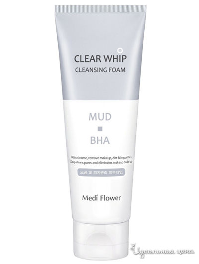 Пенка для умывания с белой глиной и BHA кислотами, 120 мл, Mediflower