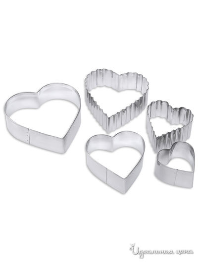 Формочки для печенья, сердце, 5 шт DOSH HOME, цвет стальной