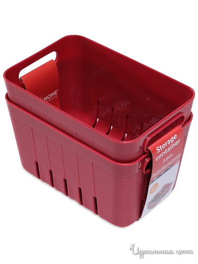 Контейнер для хранения, 15.5х10х14.5 см, 2 шт DOSH HOME, цвет красный