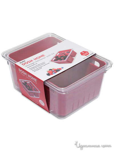Контейнер для хранения, с крышкой, двойной, 22.5х17.5х10 см DOSH HOME, цвет красный