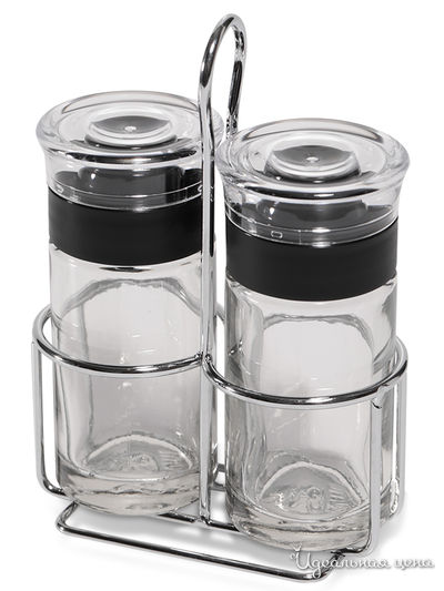 Солонка и перечница на подставке DOSH HOME, цвет серый, черный