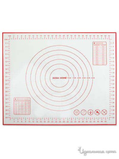 Лист для раскатки теста, 50x60 см DOSH HOME, цвет белый, красный