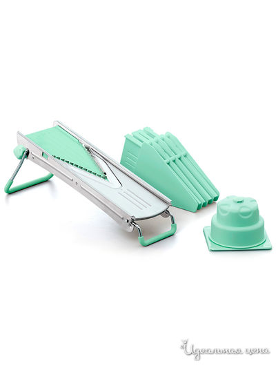 Терка-шинковка с 5 сменными лезвиями, 39x15x14 см FISSMAN, цвет синий