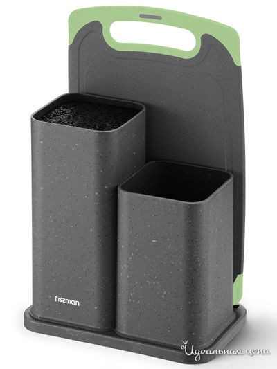 Подставка для ножей, 21.5x13.2x23 см и разделочная доска, 33x20x0.6 см FISSMAN, цвет серый